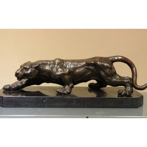 Fast shipping USPS to USA S3382 Western Art Deco Copper Bronze Marble Lifelike Tiger Figurine Sculpture Statue