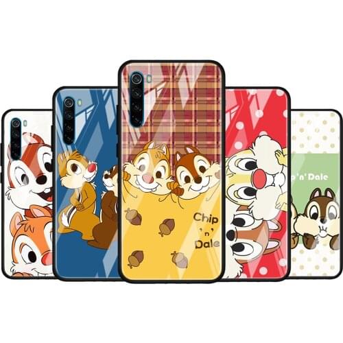 Disney Chip 'n' Dale for Xiaomi Redmi K40 K30 K20 Pro Plus 9C 9A 9 8A 7 Luxury Shell Tempered Glass Phone Case Cover
