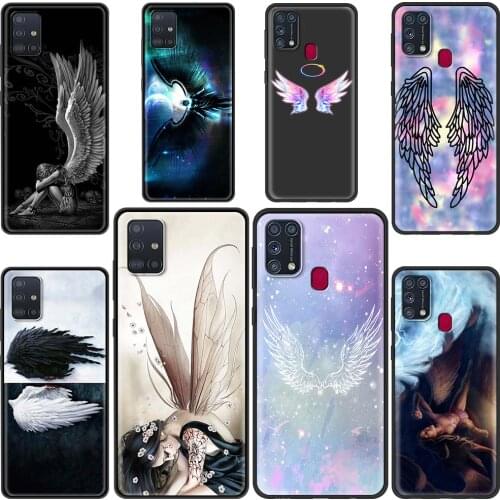 Angel Wings Cover For Samsung Galaxy M31s M31 Prime M51 M21 M11 M01 F41 A9 A7 2018 Fundas Black TPU Cases Shell