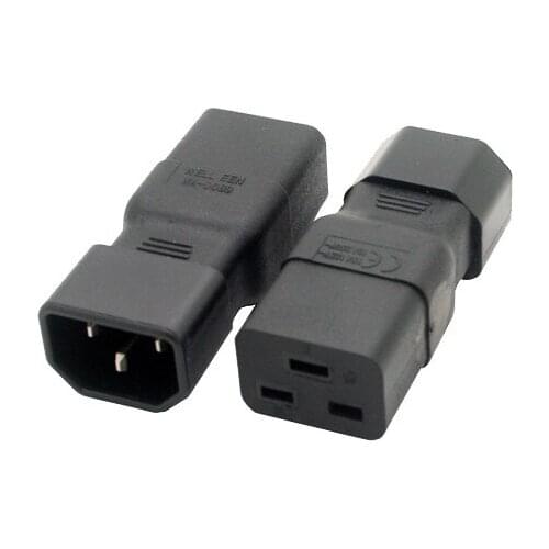 Black Copper Standart IEC320 C14 male to C19 female UPS PDU APC Server power adaptor plug convert socket