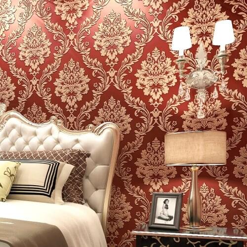 Europe Damascus Florals Wallpaper 3D Embossed Non woven Wallpaper Damask Living Room Bedroom Background Wall Paper Rolls 5 Color