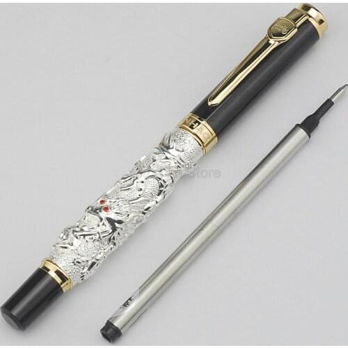 Jinhao Gadget Writing Rollerball Pen Auspicious Dragon Carving Heavy Pen, Noble Pens Silver Office & School Supplies