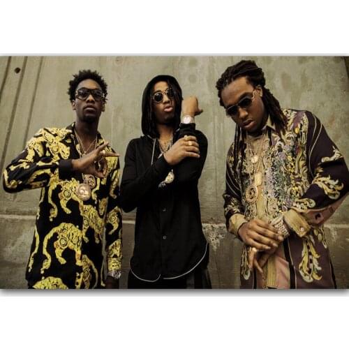 Art Print New Migos Custom Rap Hip Hop Music Group Star 14x21 24x36 27x40 Inch Silk Poster Wall Canvas Decoration X-635