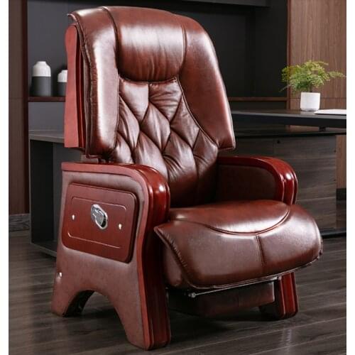 Leather boss chair home office chair back reclining massage computer chair office chair swivel chair