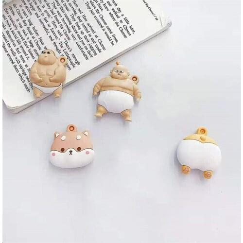 Cute Cartoon Pet Collar Corgi Shiba Inu Case For Airtag Locator Tracker Anti-lost Device Soft Silicone Protective Cover Keychain