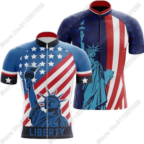 Men 2021 Liberty USA Cycling Jersey Short Sleeve Summer Cycling Clothing Road Bike Shirts Bicycle Tops MTB Wear Uniform Maillot