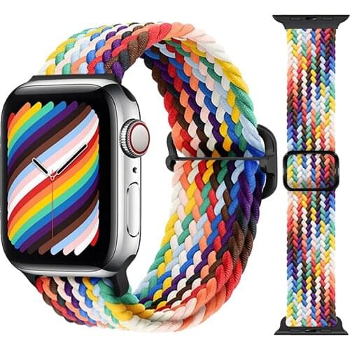 Nylon braided solo loop For Apple watch band 44mm 40mm Series 6 5 4 SE Adjustable elastic strap for iwatch 3 42mm 38mm Bracelet