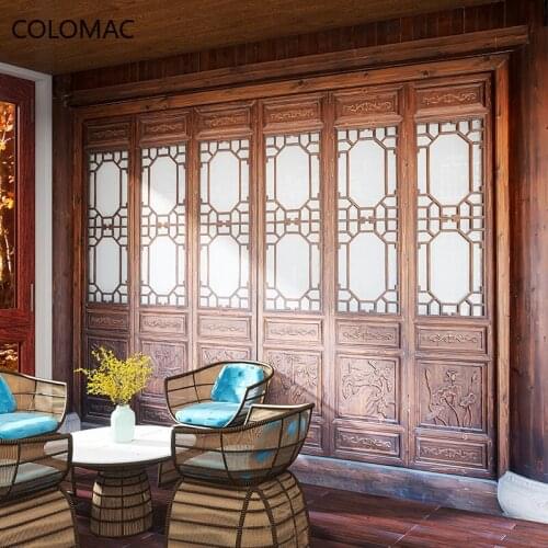 Colomac Custom Chinese Style Retro 3d Wooden Door Wallpaper Reasoning Game Mural Wall Stickers Home Decor Drop Shopping