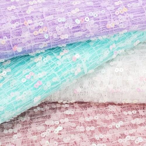 Tulle Mesh Fabric Per Meter Round Sequin Organza Gauze Cloth Sewing DIY Wedding Dress Tutu Skirt Handmade Decoration 45*150cm