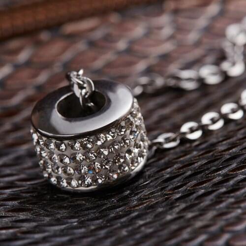 316L Stainless Steel Pendant Necklace, AAA CZ Gem-studded Lucky Bead Necklace