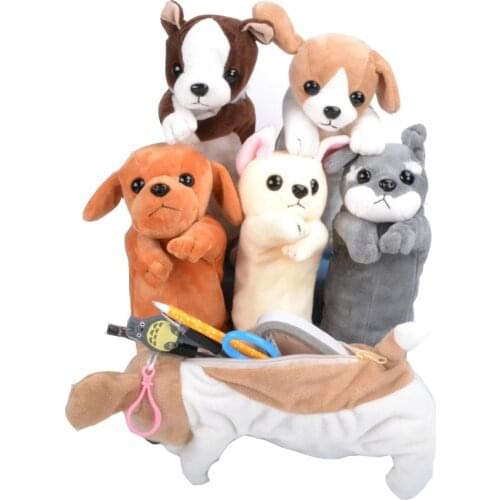 Cartoon Plush Pencil Case Kawaii Stationery Plush Dog Puppy School office supplies Pencil Bag For Kids Pencil Box christmas gift