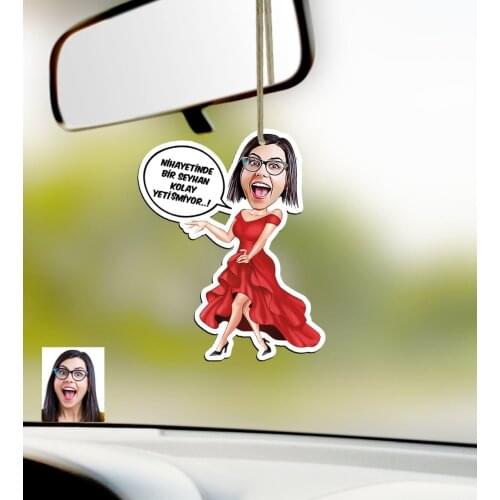 Personalized Women 'S Easy Grow Caricature Of Wood Car Rearview Mirror Süsü-1