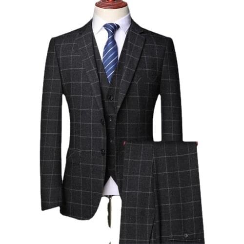 Jacket+Pants+Vest) Men Suits with Stripe Blazers Men Blazer Slim Fit Wedding Male Groom Tuxedos suit Prom costume homme S-4XL