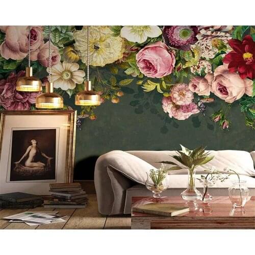 Custom photo wallpaper flowers European style oil painting flower indoor bedroom TV background wall covering wall painting