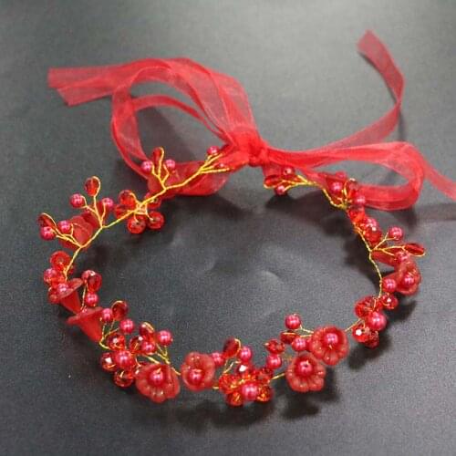 New Simple Flower Headbands Hairbands Ribbon for Women Girls Bride Wedding Hair Accessories Pearls Rhinestone Headpieces