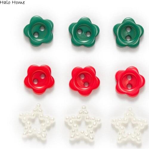 200pcs Christmas Flower Resin Buttons Sewing Scrapbooking Clothing Handwork Decor Gift Card Making Fabric Accessories 10mm