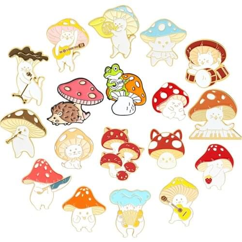 Cartoon Mushroom Theme Series Hard Enamel Pin Cute Plant Metal Cartoon Brooch Women Backpacks Anime Lapel Badges Fashion Jewelry