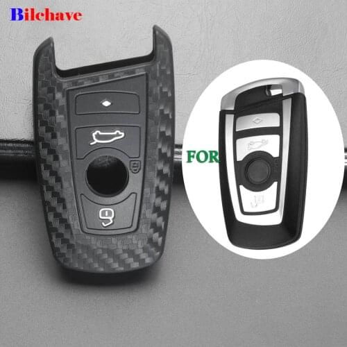 Bilchave Carbon Fiber Silicone Remote Car Key Case Cover For Bmw F10 F20 F30 Z4 X1 X3 X4 M1 M2 M3 E90 2 3 5 7 Carbon Fiber
