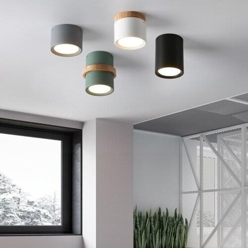 Nordic Iron Wood Ceiling Lights Modern Wooden Led Ceiling Lighting Kitchen Home Decor Stairs Lamp Bedroom Spot Light Fixtures