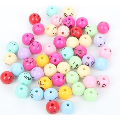 Mixed Round Expression Acrylic Beads Charm Loose Spacer Beads For Jewelry Making DIY Needlework Bracelet Accessories