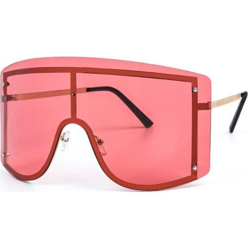 MINCL 2019 Oversize Shield Sunglasses Visor Men Women One Peice Windproof Mask black red Sun Glasses Flat Top Hood Goggle NX