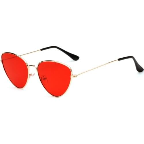 2018 Luxury Brand Design Red Lens Fashion Cat Woman Sunglasses Retro Eye Sun Glasses UV400 Triangle Sexy Female Metal Frame
