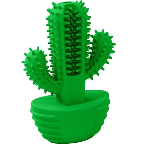Healthy Fresh Toothbrush for Dogs Doggy Pet Oral Care Accessories Cactus Shape Dog Squeaky Toy Bite Resistant Non-Toxic Rubber