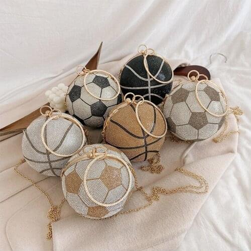 Women Personality Diamond Chain Bag Korean Basketball/Soccer Cross-body Messenger Bag Girls Casual Mini Wallets Hasp Holder