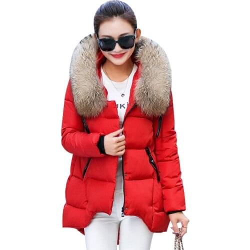 Womens Winter Jacket 2019 New Korean Large Fur Collar Hooded Winter Coat Women Thick Warm Loose Parka Female Winter Jackets W029