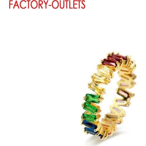 Hot Sale Genuine 925 Sterling Silver Rings For Women Holiday Style Rainbow Crystal Rings Anniversary Wedding Engagement Dating