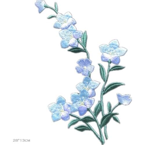 1pc Iron on orchid flowers Patches for Clothes Embroidery Patch Stripes Stickers Clothing Applique Decoration Fabrics Badge