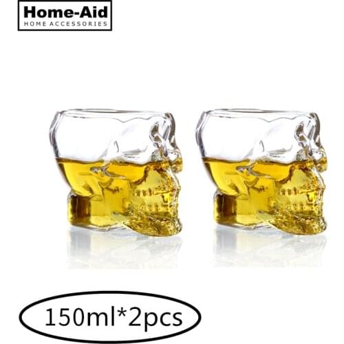 2PC 150ml Skull Glass beer stein shot wine glass Head Whiskey Drinking popular design new fashion party