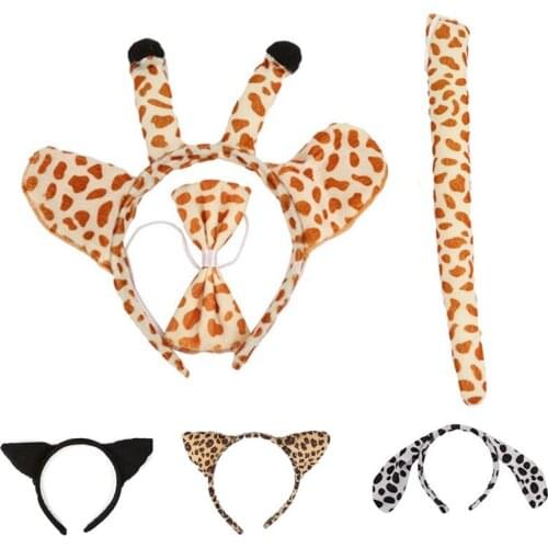 3PCs/Set Animal Ear Tail Bow Knots Headband Party Costume Ball For Kids Adult Gift Christmas Halloween Carnivals Masquerade Ball