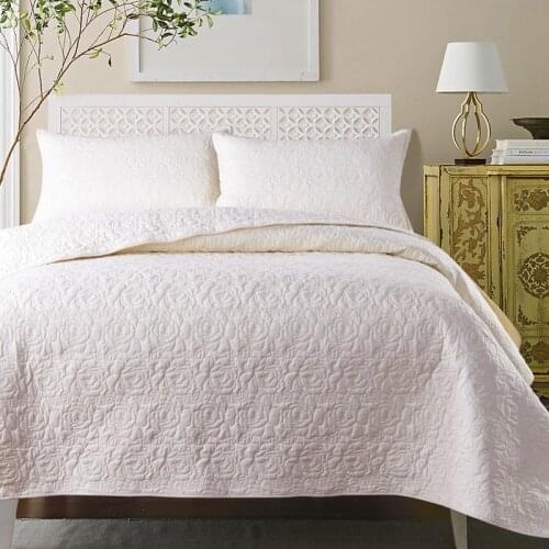 New cream color 100% cotton Quilting lace bed cover Bed Skirt Bedspread Bed Sheet Bed Cover Pillowcase Bedding Set 3pcs