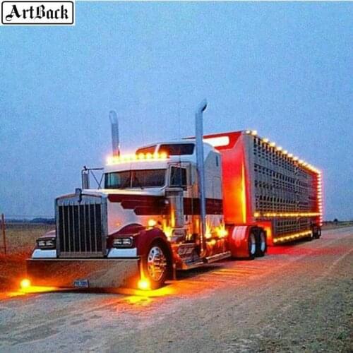 ARTBACK 5d diy diamond painting big truck picture full square mosaic car landscape 3d diamond embroidery sticker handmade crafts