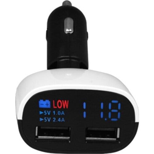 Dual USB Car Charger 5V 3.4A Voltage Diagnostic LED Screen Car-Charger 2.4A 1A Car Charger For For iPhone Samsung Huawei Xiaomi
