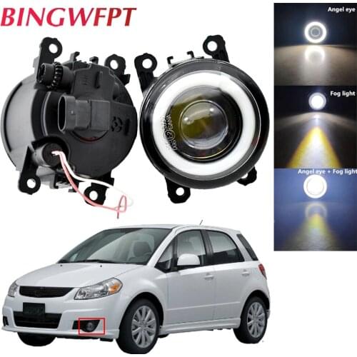 BINGWFPT Car H11 LED Fog Light + Angel Eye 12V For Suzuki SX4 (EY, GY) 2006 2007 2008 2009 2010 2011 2012 2013 2014
