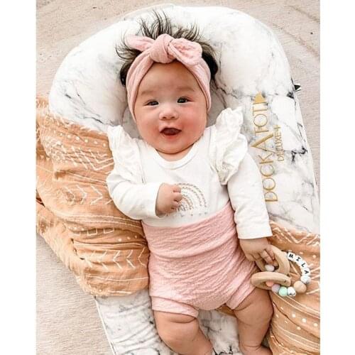 0-18M Newborn Kid baby Girl Clothes set Ruffles Long Sleeve Bodysuit Rainbow Print Top Shorts set Elegant Cute Sweet Outfit