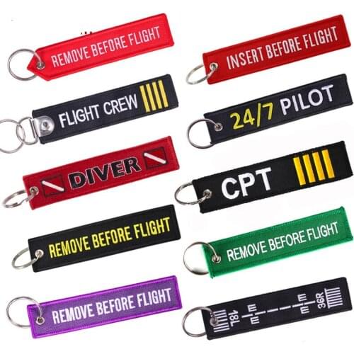 MELIFE Outdoor Climbing Key Holder Jewelry Keychain Black with White Letter Remove Before Flight Woven Keychain Aviation Gifts