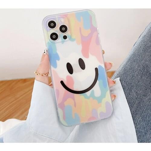 Transparent Camouflage smile face Phone Case For iPhone 11 Pro XR XS Max X 7 8 Plus Cases For iPhone 12 Colorful Cartoon Cover