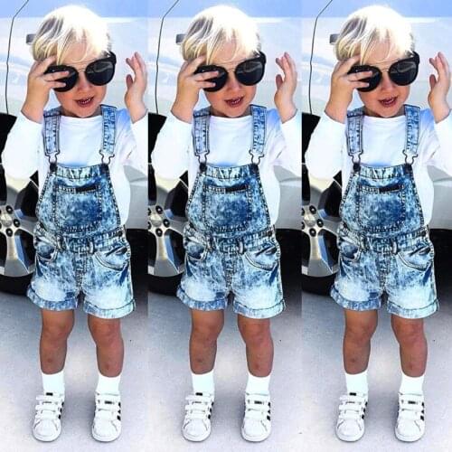 Pudcoco kids Jumpsuits Kids Baby Girls Boys Denim Bib Pants Overalls Romper Playsuit Outfits Clothes