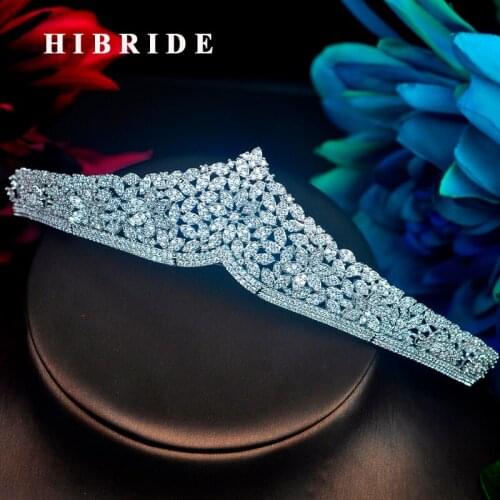 HIBRIDE Unique Design Bridesmaid Bride Crown Tiara Queen Pageant Tiaras Fashion Wedding Party Jewelry Wholesale C-98