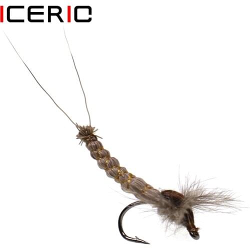 ICERIO 6PCS CDC Mayfly Deerhair Body Dry Flies Trout Fishing Fly Lure Baits #12