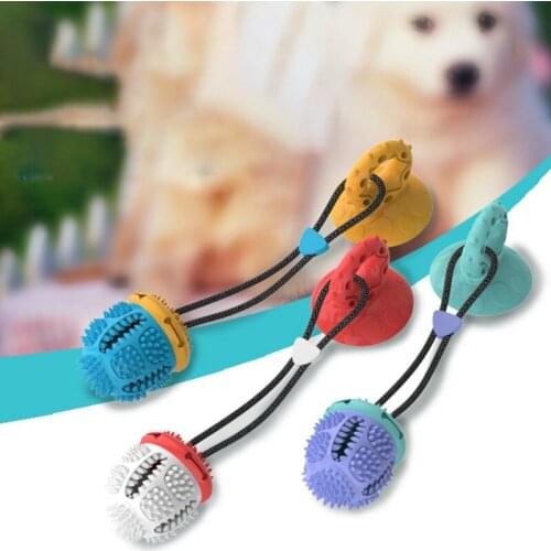 Dog Toys Silicone Suction Cup for Pet Dogs Tug Interactive Ball Toys For Pet Chew Bite Tooth Cleaning Toothbrush Dogs Food Toys