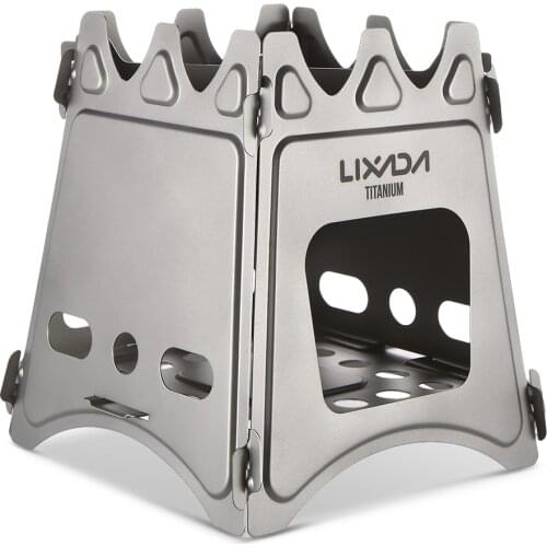 Lixada Camping Wood Stove Outdoor Camping Cooking Picnic Portable Folding Titanium Wood Stove Burning for Cooking Picnic Hunting
