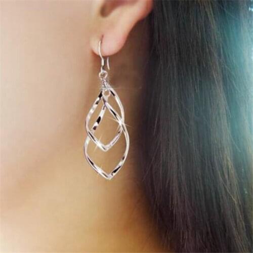 Multi-Layer Geometric Drop Earrings Twisted Rhombus-Shaped Lady OL Earrings Party Jewelry