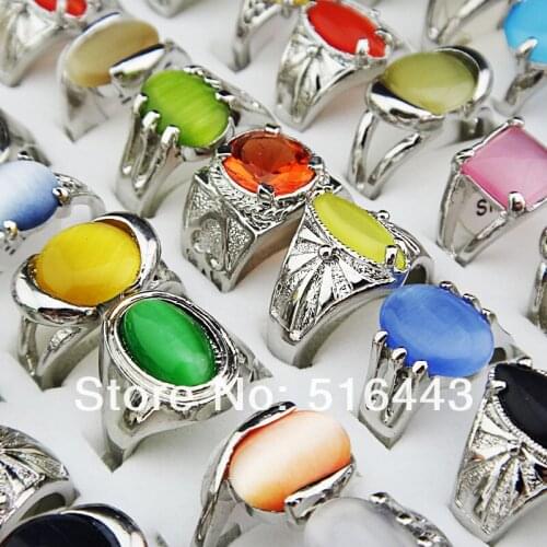 Hot Sale 10pcs 100% Natural Cat Eye Stones Paltinum Plated Fashion Women Mens Rings Free Shipping Wholesale Jewelry Lots A-071