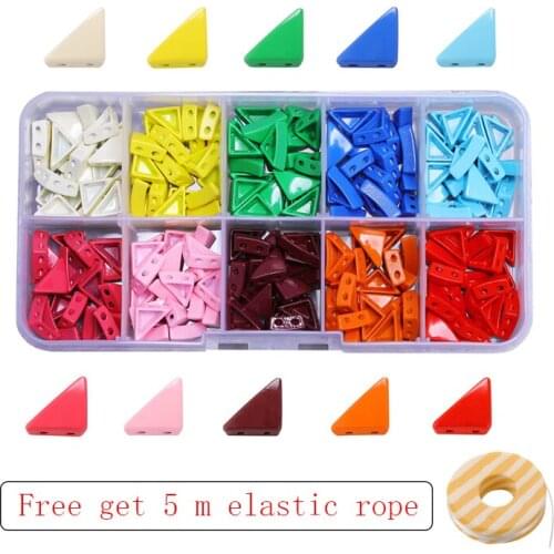 JUWANG 200 pcs\box Enamel Tile Beads Set Bohemian Jewelry Accessories Triangle Strand Beadeds Loose Bead For Bracelets Making