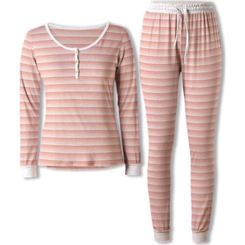 Neatie Kiddie Ladies Stripe O-Neck Long Sleeve Tops Pyjamas Femme Full Length Sleepwear Pants Pajama Sets Clothes