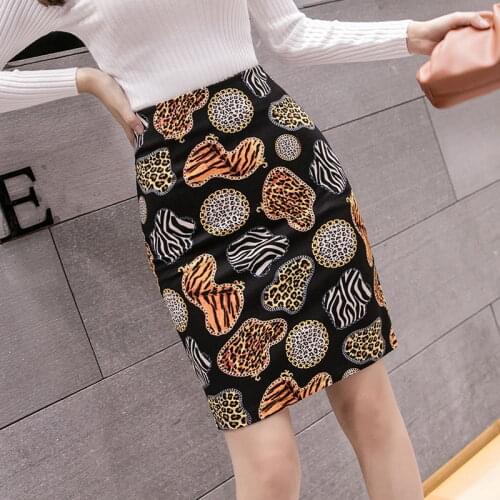 New Plus Size 5xl Womens Slim Print Pencil Skirt High Elastic Skirt Elegant Korean Office Female Sexy Mini Skirts Jupe Femme
